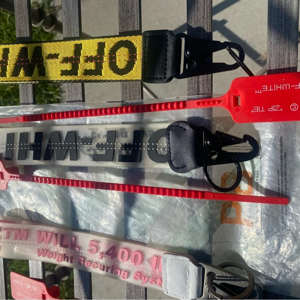 3 Off-White Black & Yellow Strap pink and a black letter one bundle with 3